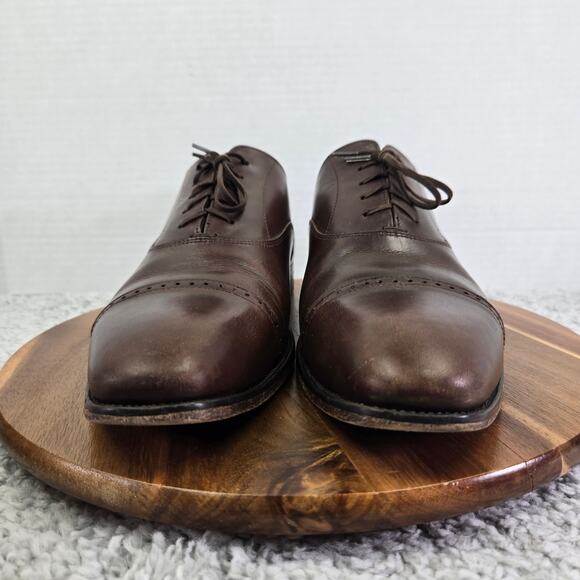 Jack Erwin Brown Leather Business Casual Cap Toe Oxford Dress Shoe Mens 11.5 - Picture 4 of 15